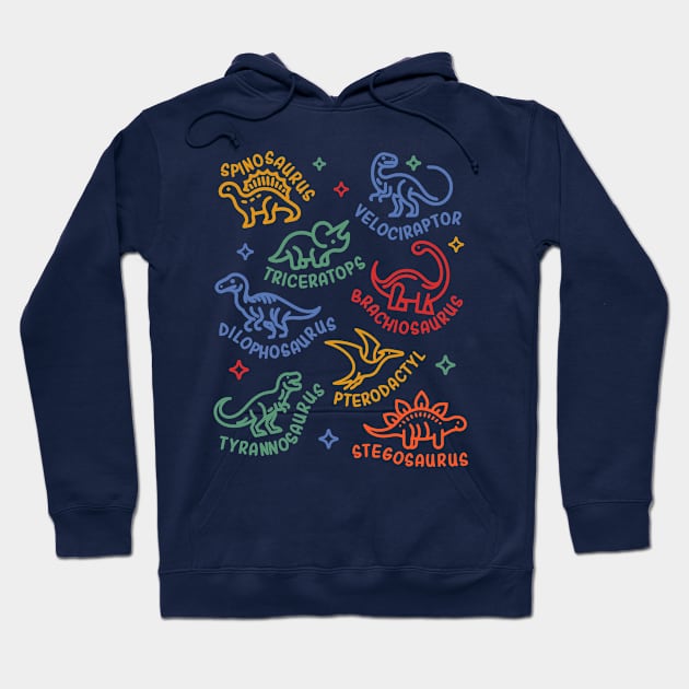 Types of Dinosaurs Dino Identification - Cute Dinosaur Lover Hoodie by OrangeMonkeyArt